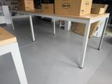 a table with boxes on top of it in a store