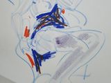 drawing of a woman sitting in a chair with her legs crossed