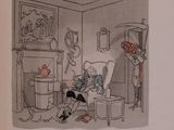a picture of a cartoon book with a picture of a man in a chair