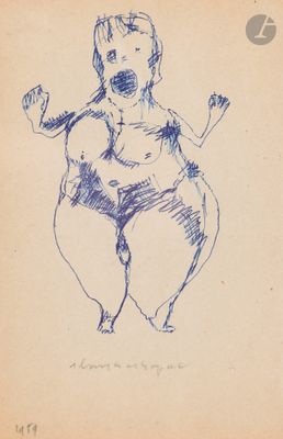un vieux dessin représentant un bébé en couche, tracé sur un bout de papier