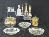 a lot of glass items that are on a table