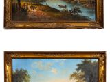 deux tableaux représentant une rivière et un paysage boisé