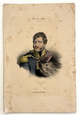 an old picture of a man in a military uniform with a cat on his shoulder