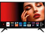 a black television with a woman ' s face on the screen