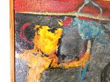 a painting of a man with a hat on a wall