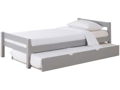 an image of a twin bed with a trundet underneath it