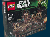 une boîte contenant des sets Lego Star Wars sur fond bleu