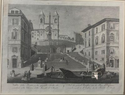 Gravure "Vue du grand escalier de la place d'Espagne conduis…