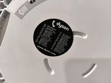 a close up of a white dishwasher with a label on it