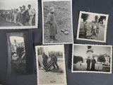 several old black and white photos of men and women on a wall