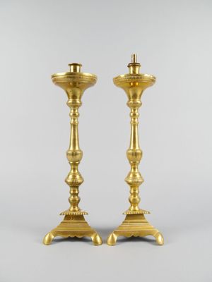 pair of antique brass candlesticks