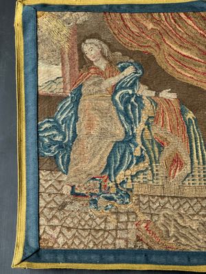 une image représentant une tapisserie sur laquelle figurent une femme et un homme