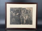 an image of a drawing of a group of people standing in front of a mirror