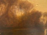 an image of a painting of a river with trees in the background