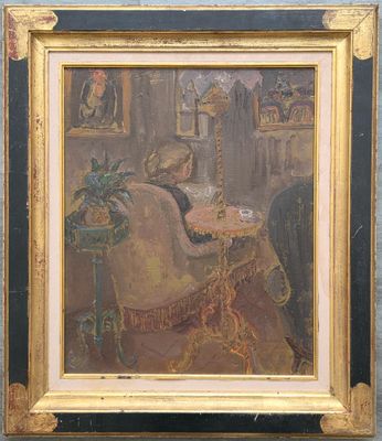 une image d'un tableau représentant une femme assise sur une chaise
