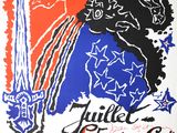 une image représentant une affiche sur laquelle figure le dessin d'une femme tenant une épée