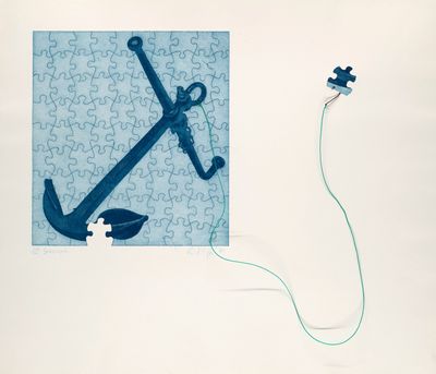 a picture of a piece of puzzle with an anchor on it