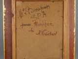 an old picture of a painting with writing on it