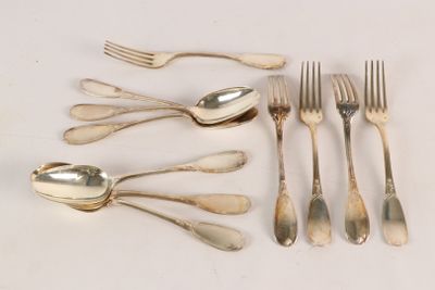 a lot of silver spoons and forks on the table