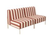 a red and white striped couch on a white background