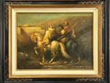 tableau représentant deux hommes à cheval dans un paysage montagneux