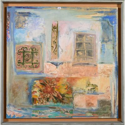 une image représentant un tableau où l'on voit un vase de fleurs devant une fenêtre