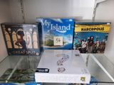 a lot of games on the glass table