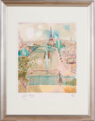 une aquarelle représentant la tour Eiffel à Paris