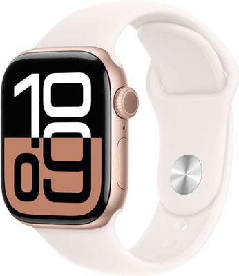 a close up of a apple watch with a white band