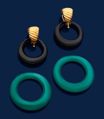 BULGARI. Paire de CLIPS d'oreilles à transformation en or jaune 750 mi