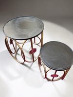 Paire de bouts de canapé circulaires à piètement croisé déco… (photo 2)
