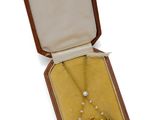an image of a gold necklace with a blue stone in a case