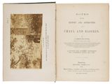 an old book with a picture of a woman sitting on a bench