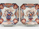 pair of chinese imarized plates with flowers and birds