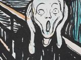 an image of a painting of a person with a scream face