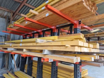 a large amount of pallets in a warehouse