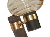 pair of mid - century italian muranono glass and brass sconce wall sconces