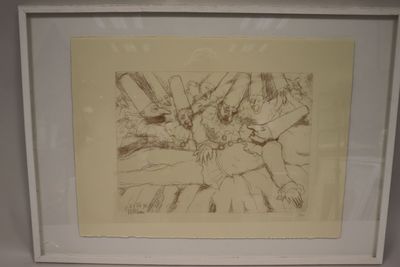 Ecole contemporaine, lithographie en couleurs, numérotée 73/… - Photo 1