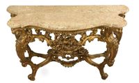 Paire de consoles en bois sculpté et doré, Gênes, style Loui… (photo 4)
