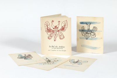 trois cartes sur lesquelles sont dessinés un oiseau et un papillon