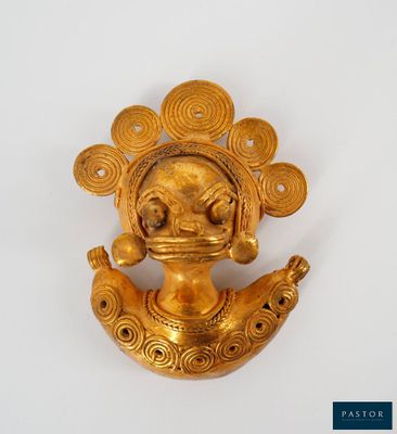 an image of a gold figurine on a white background