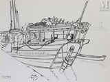 un dessin représentant un bateau à l'eau