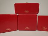 four red boxes are stacked on top of each other