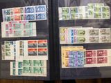 a lot of stamps on display in a display case