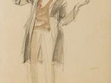 drawing of a man in a tuxedo with a hat and jacket