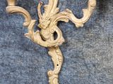 pair of antique carved wood wall sconces with candle holders