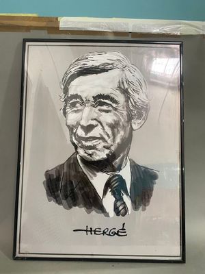 a painting of a man in a suit and tie hanging on a wall