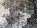 a drawing of a group of people walking down a path