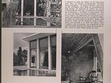 an open book with pictures of a house and a pool