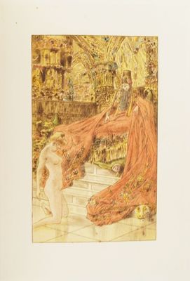 an image of a painting of a woman in a red dress and a man in a white suit